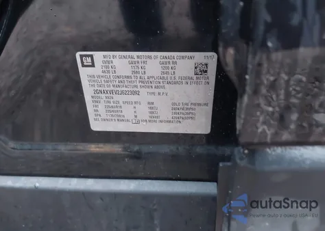 2018 Chevrolet Equinox Premier из США, поврежденный, VIN 2GNAXVEV2J6223092